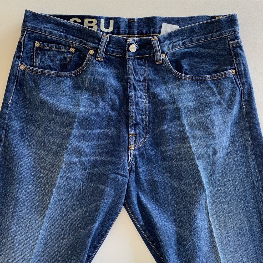Men’s Stretched Denim Washed Blue Jeans